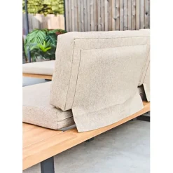 Salon de jardin d'angle en bois 5 places beige - Feros