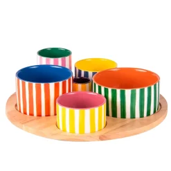 Service aperitif 6 pièces en porcelaine multicolore - Buenos Aires