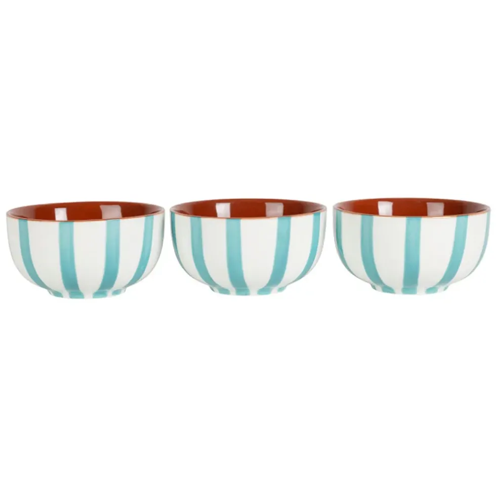 Service apéritif 3 bols en grès turquoise - Alaria