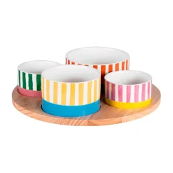 Service apéritif 4 coupelles en porcelaine multicolore - Dolce Vita