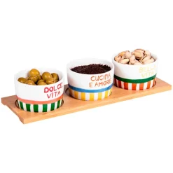 Service apéritif 3 coupelles en porcelaine multicolore - Dolce Vita