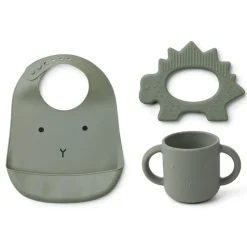 Set bavoir/gobelet/anneau de dentition carol vert faune