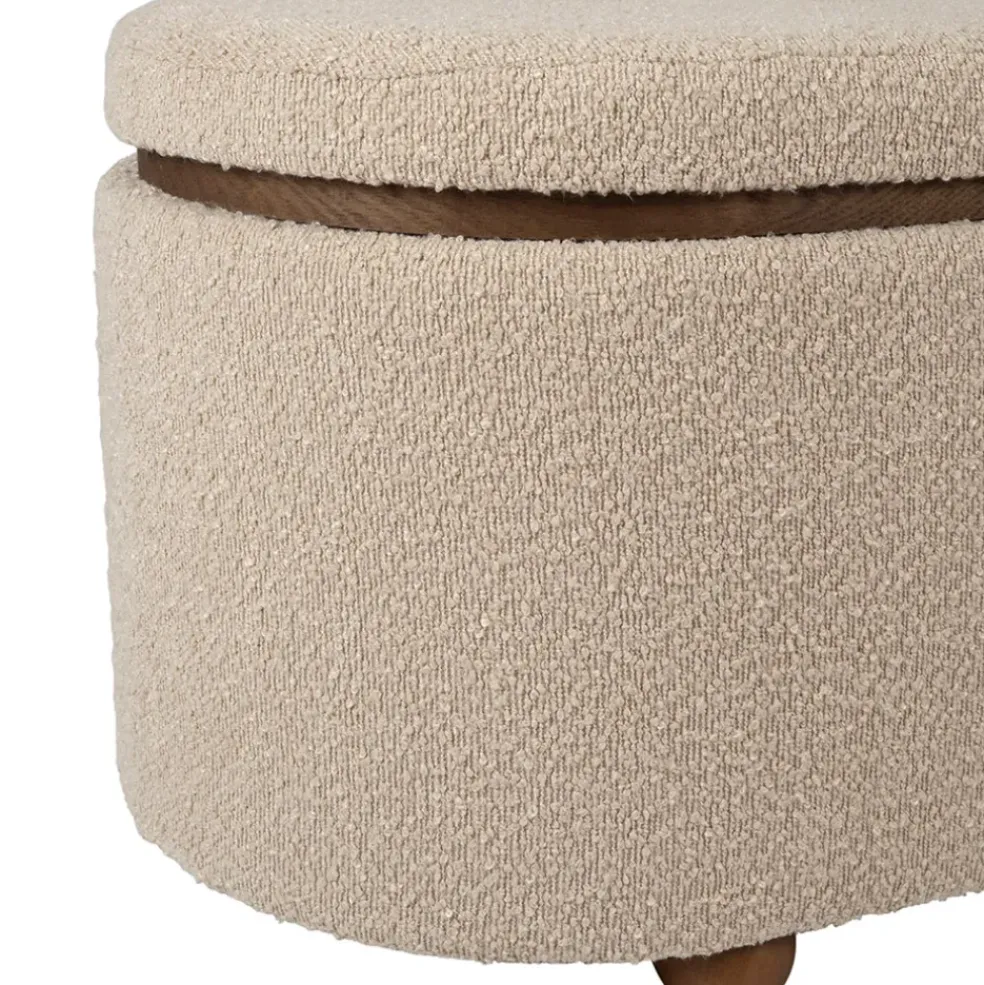 Set de 2 bancs coffre en tissu et pin beige - Alpinia