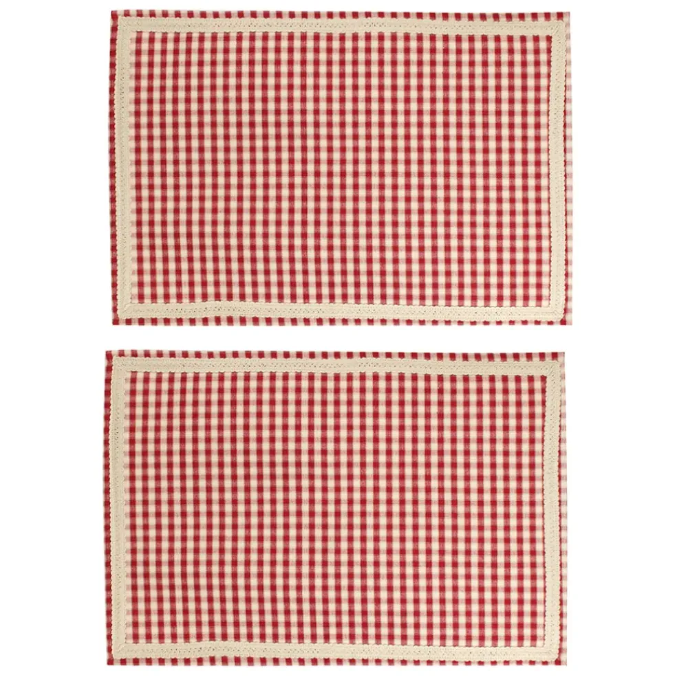 Set de 2 sets de table mami-car rouge en coton