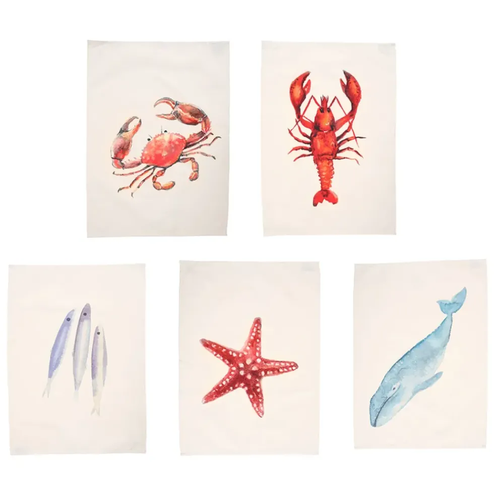Set de 5 torchons crustace en coton