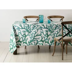 Set de table en coton blanc et émeraude - estran
