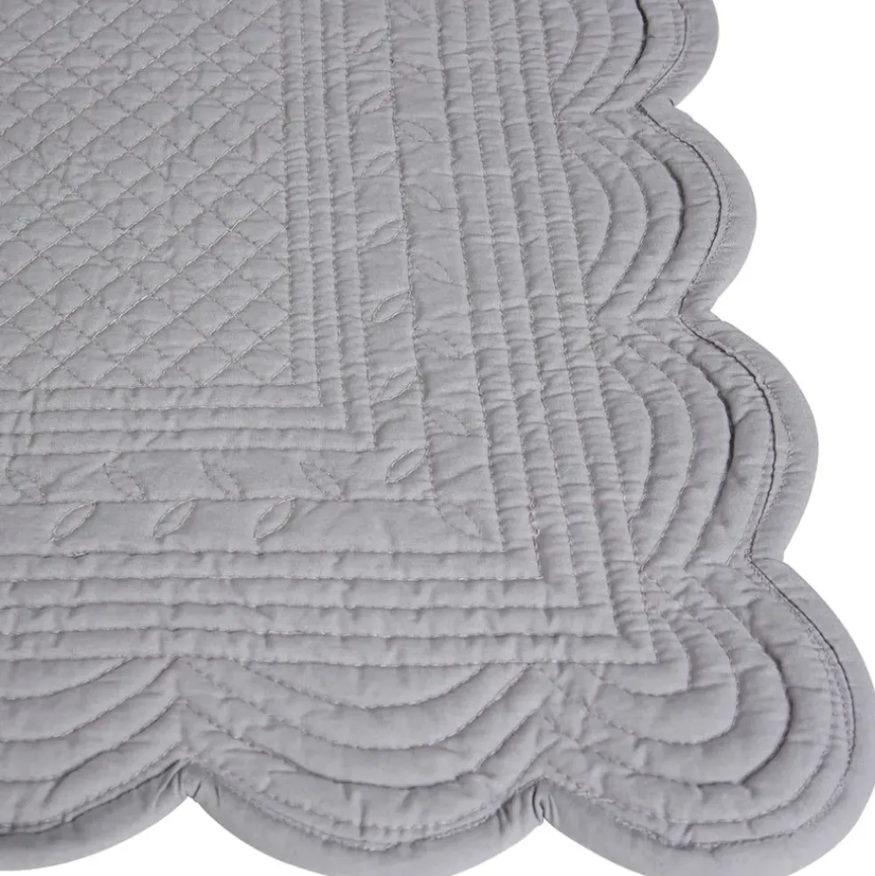 Set de table rectangulaire boutis Gris Perle en Coton