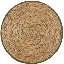Set de table tressé en jonc de mer liseré vert d38cm