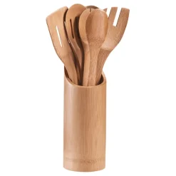 Set pot avec 7 ustensiles de cuisine en bambou