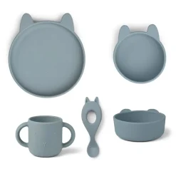Set vaiselle enfant en silicone vivi lapin bleu de mer