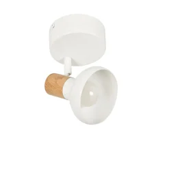 Spot 1 lumière en métal effet bois blanc - alvar
