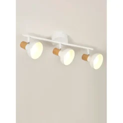 Spot 3 lumières en métal effet bois blanc - alvar