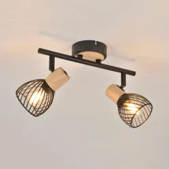 Spot 2 lumières en métal h16cm mat noir - kento