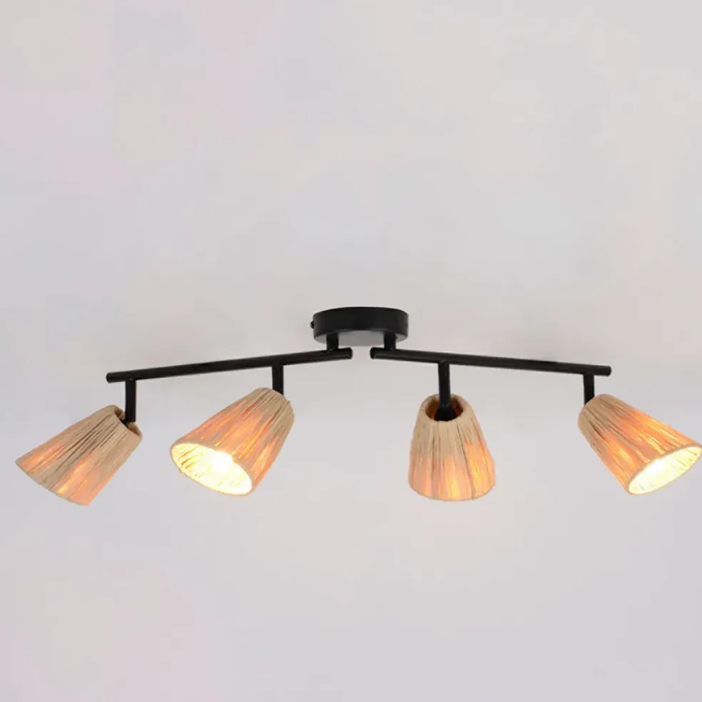 Spot 4 lumières en raphia naturel L60cm - Playa