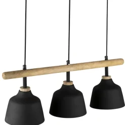 Suspension 3 feux en fer et manguier h121cm noir mat - ferese
