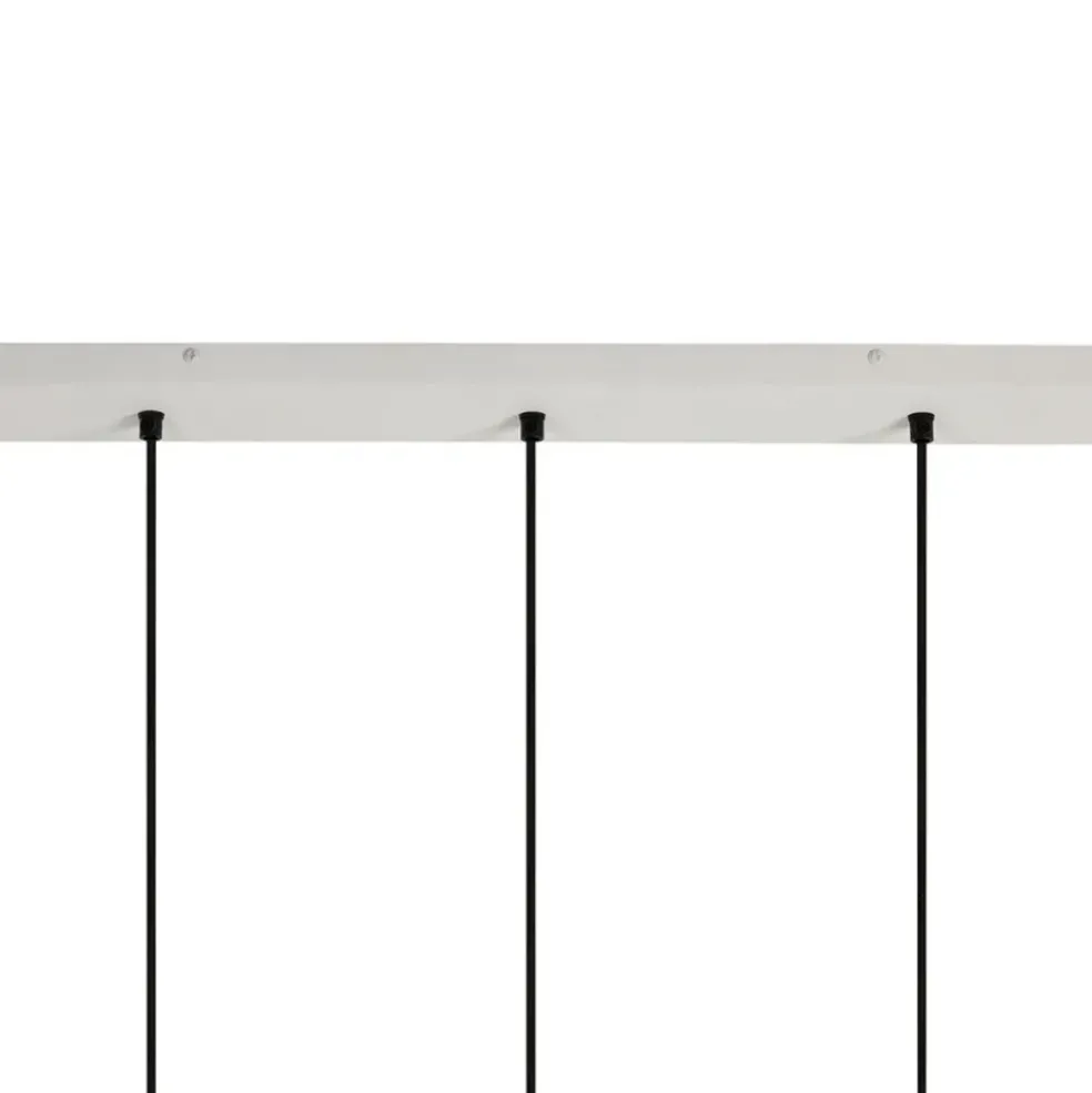 Suspension 3 lampes en fer et manguier blanc L66cm - Ferese