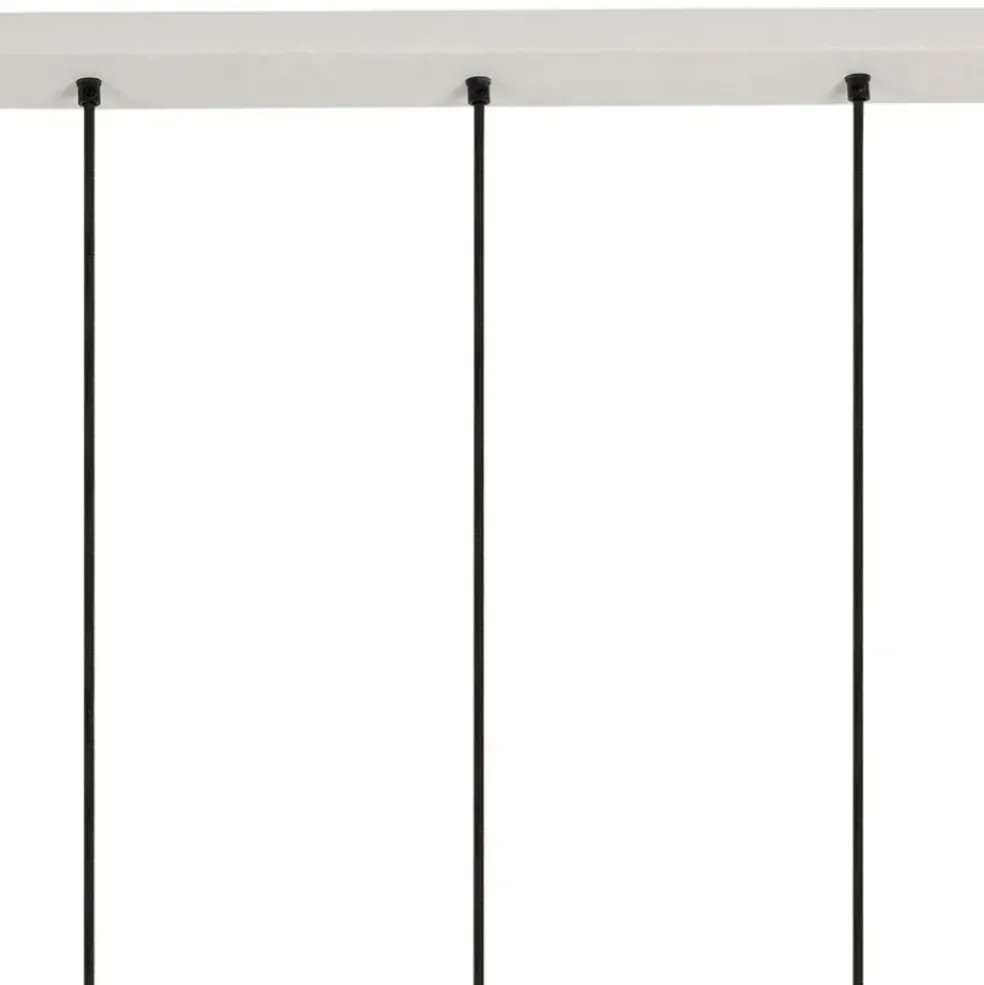 Suspension 5 lampes en fer et manguier blanc L114cm - Ferese