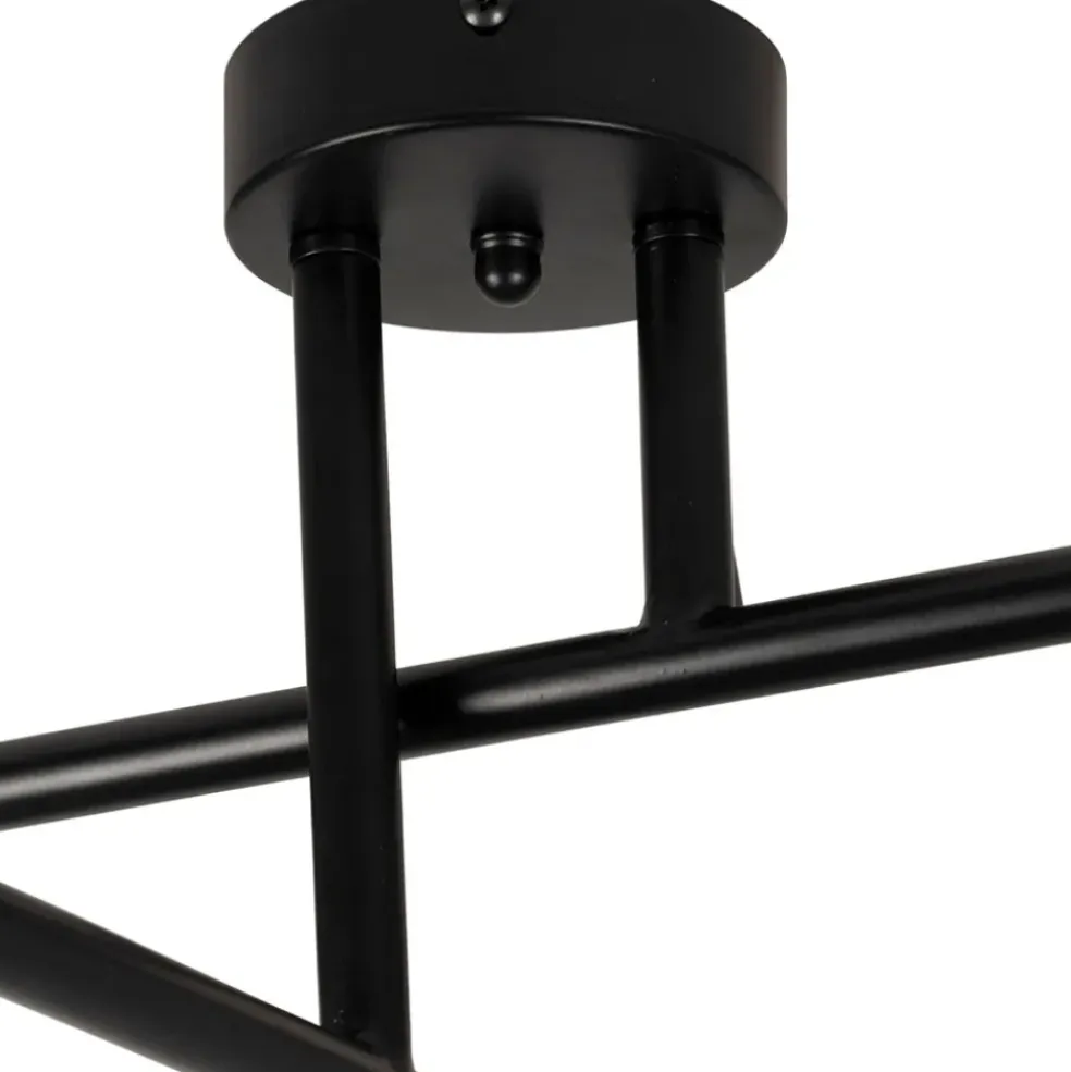 Suspension 4 lumières en fer et verre noir mat h36cm - Ardecor