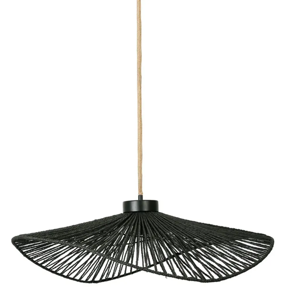 Suspension en corde de papier et fer d71cm noir - Calyp