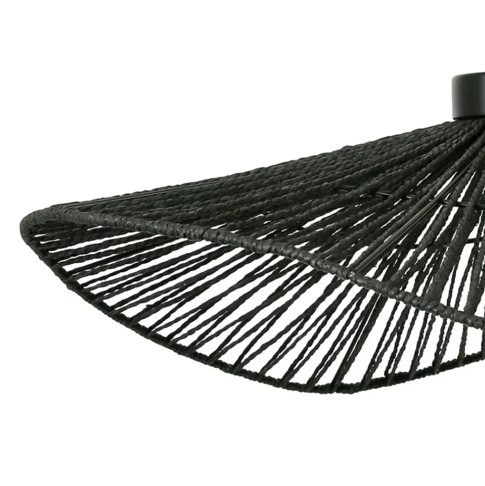 Suspension en corde de papier et fer d71cm noir - Calyp