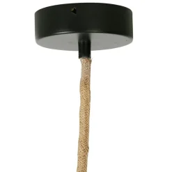 Suspension en corde de papier et fer d71cm noir - Calyp