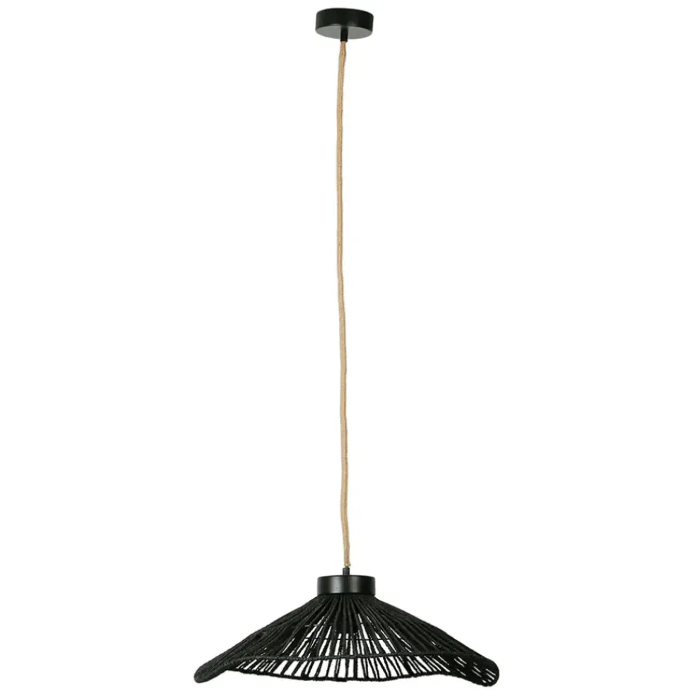 Suspension en corde de papier et fer d50cm noir - Calyp
