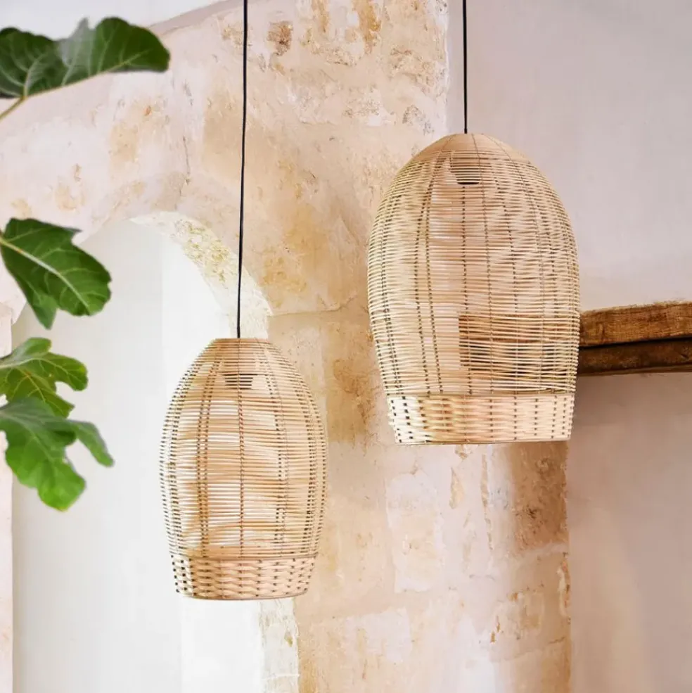 Suspension en rotin naturel et fer d34cm - Bohème