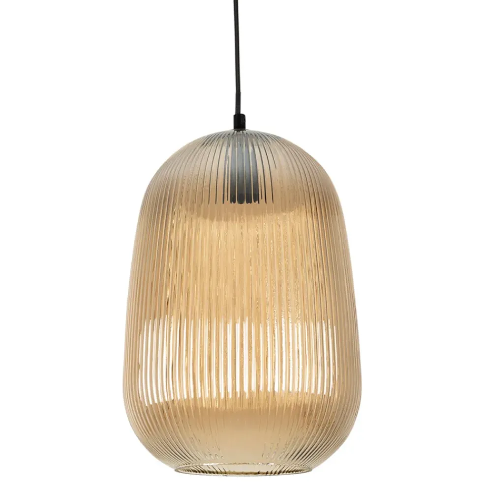Suspension en verre ambre et fer d22x33cm - Lumi