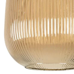 Suspension en verre ambre et fer d22x33cm - Lumi