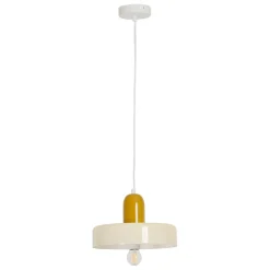 Suspension en verre et fer d25x16cm écru - Atelier