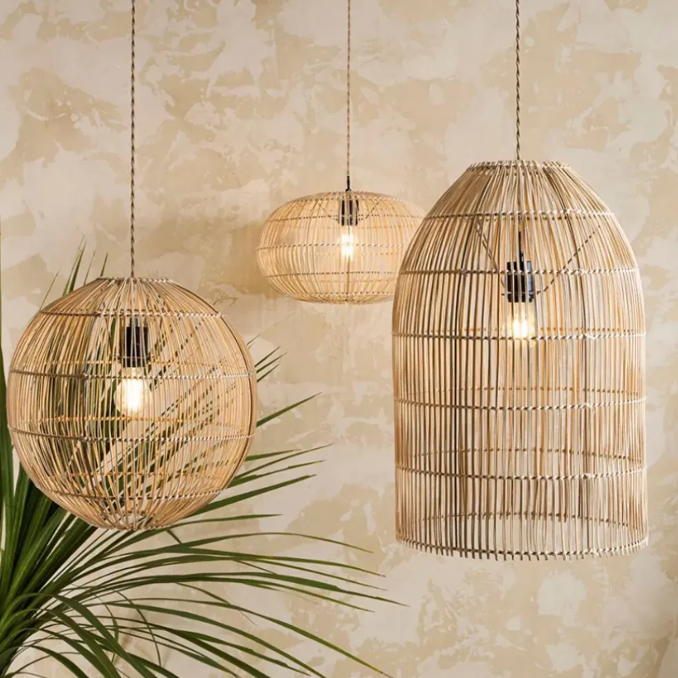 Suspension non électrique en rotin et fer naturel d40cm - Brasil