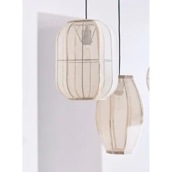 Suspensionen coton et fer écru non électrifiée d25xh39cm - Enigma