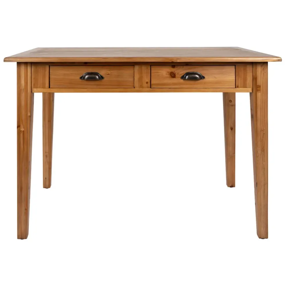 Table à manger 2 tiroirs en sapin et panneau de bois naturel 108x67cm - Terroir