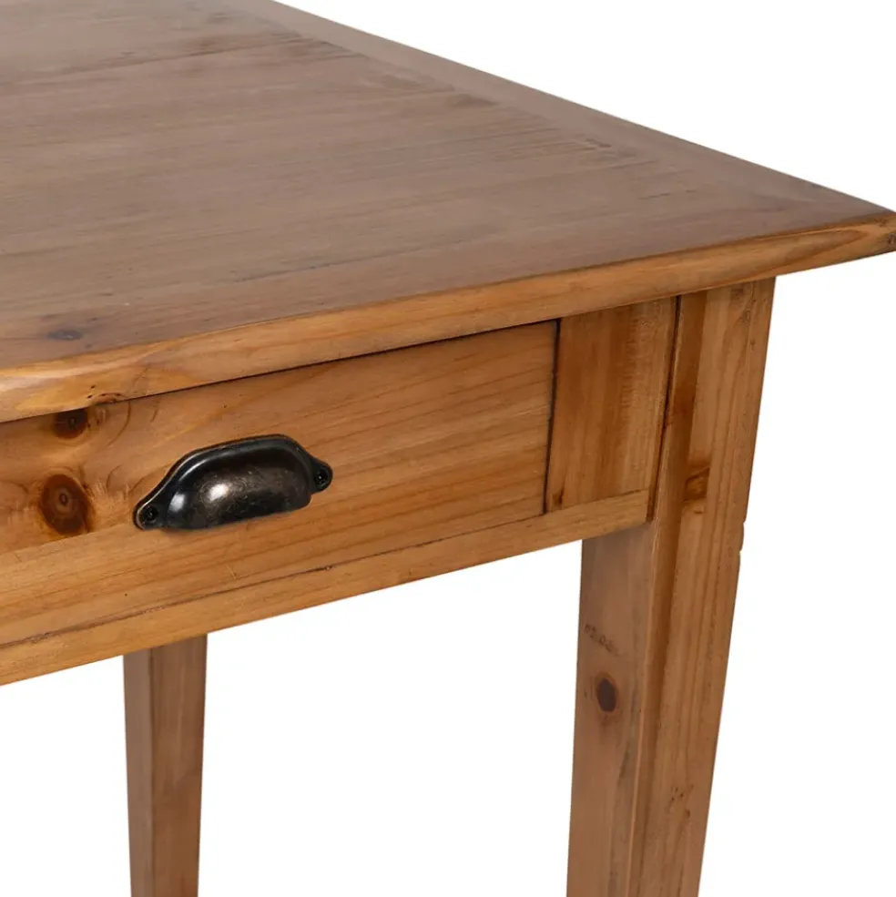 Table à manger 2 tiroirs en sapin et panneau de bois naturel 108x67cm - Terroir