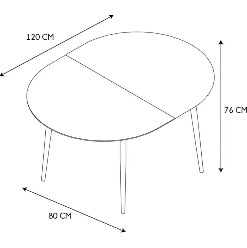 Table à manger avec allonge en bois 120(+40cm)x80cm - Lara