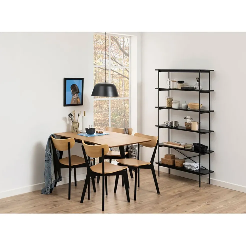 Table à manger avec rallonge en plaqué chêne 120x80cm - Roxy