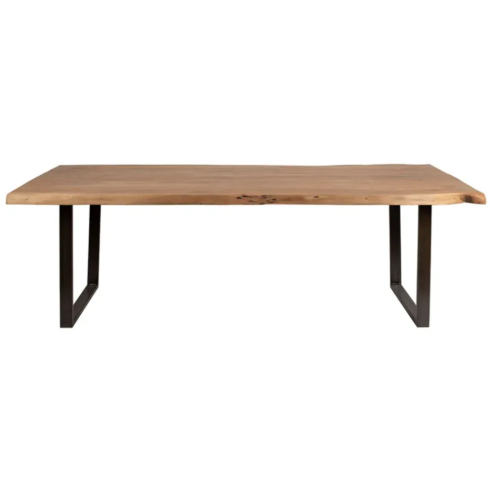 Table à manger en acacia massif et pieds en fer noir 200x100cm - Factory