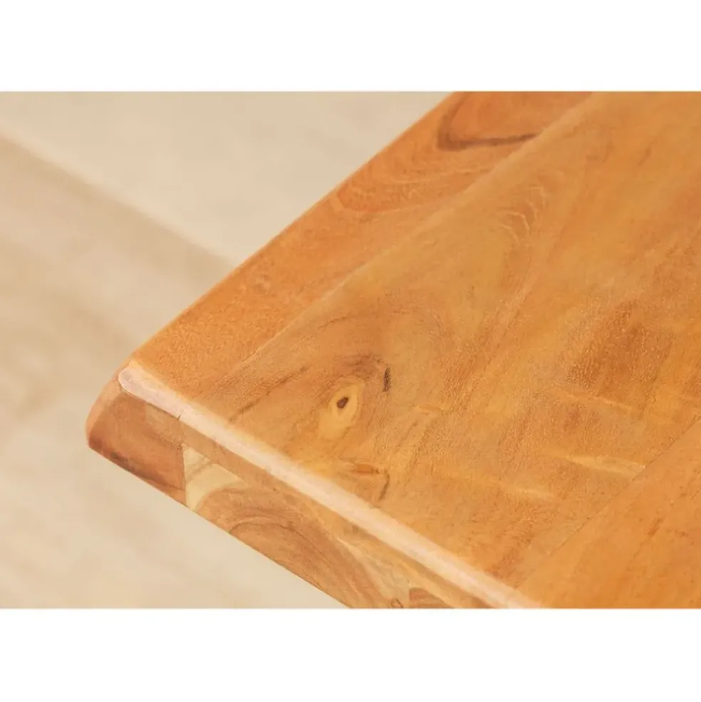 Table à manger en acacia massif et pieds en fer noir 200x100cm - Factory