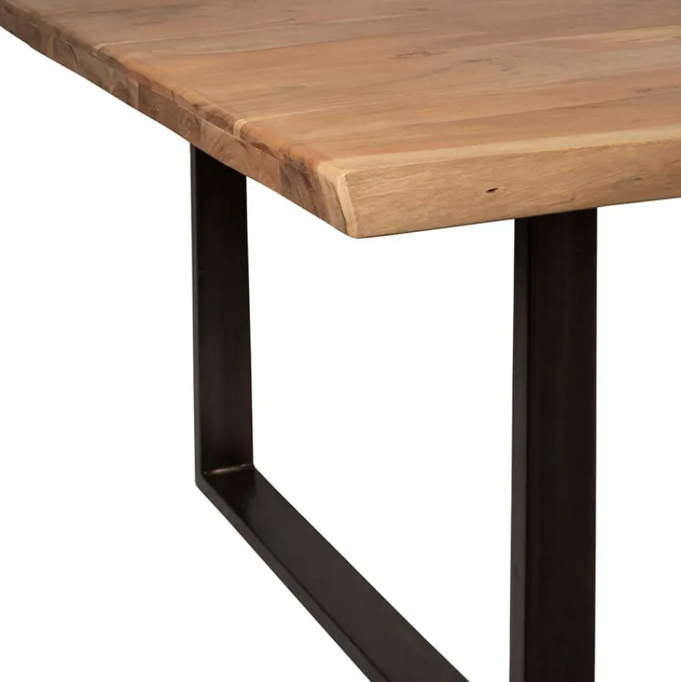 Table à manger en acacia massif et pieds en fer noir 200x100cm - Factory