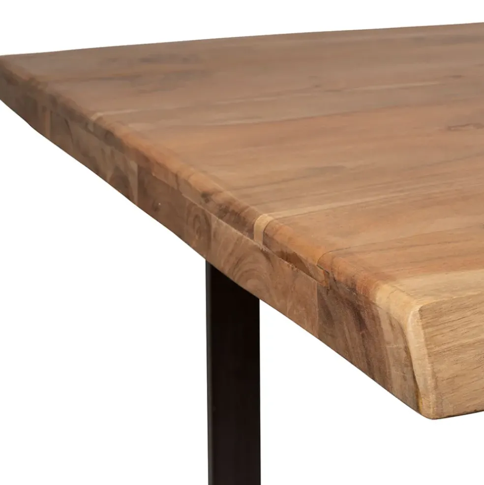 Table à manger en acacia massif et pieds en fer noir 200x100cm - Factory