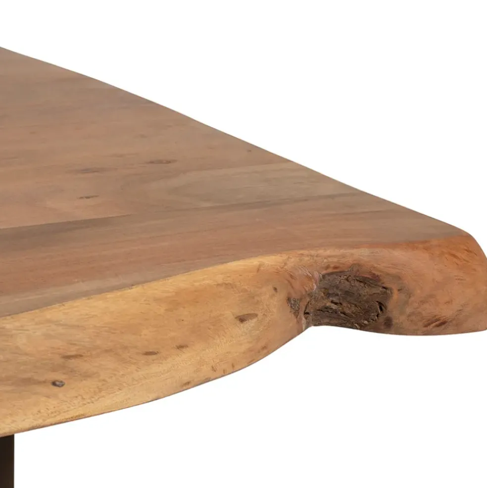 Table à manger en acacia massif et pieds en fer noir 200x100cm - Factory