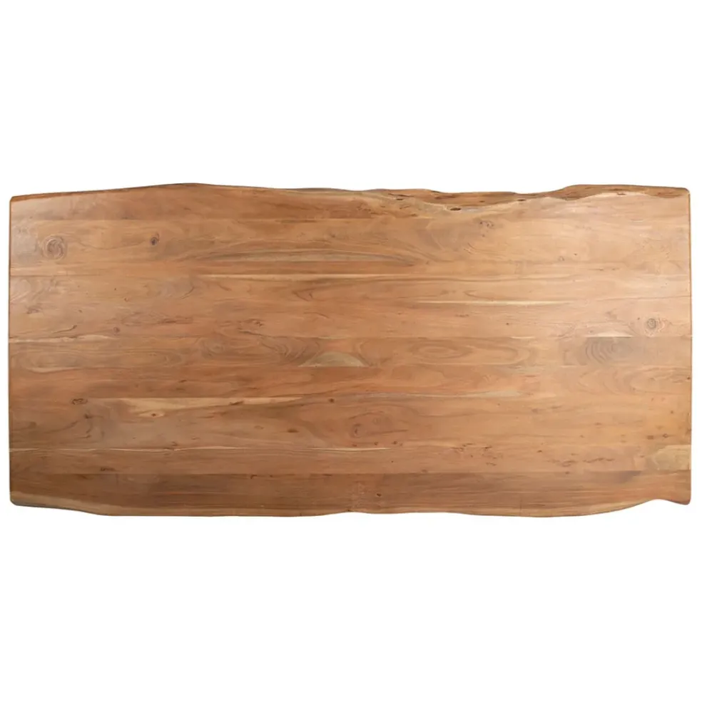 Table à manger en acacia massif et pieds en fer noir 240x110cm - Factory