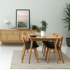 Table à manger en placage chêne naturel 190x90cm - barrali
