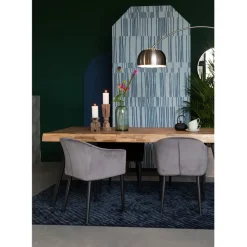 Table à manger en teck massif et pieds métal 200x90cm - Suri
