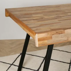 Table à manger en teck massif et pieds métal 200x90cm - Suri