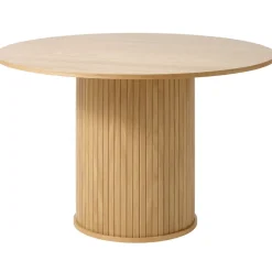 Table à manger ronde en placage chêne naturel d120cm - nola