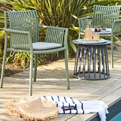 Table basse de jardin ronde grise d50cm - Lumi