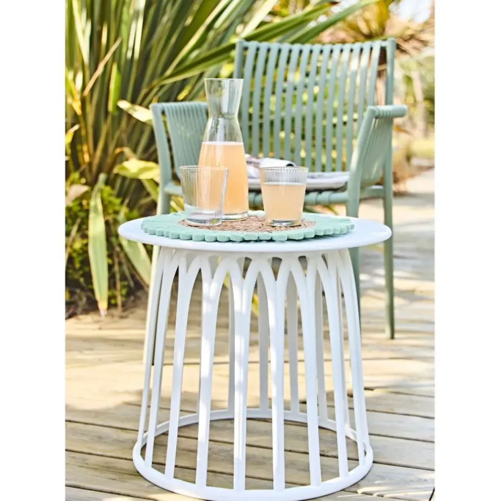 Table basse de jardin ronde blanc d50cm - Lumi