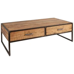 Table basse en acacia et fer noir 120x60cm - Factory