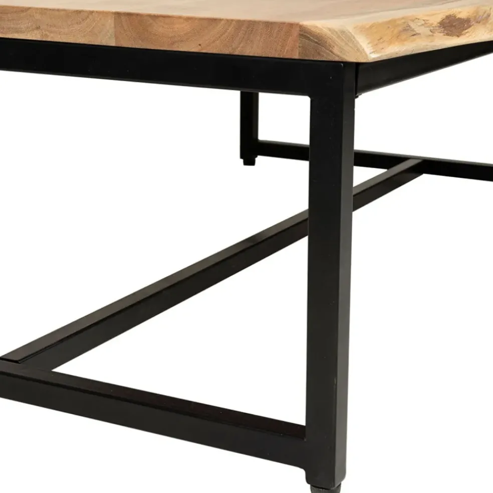 Table basse en acacia et pieds en fer noir - Brooklyn